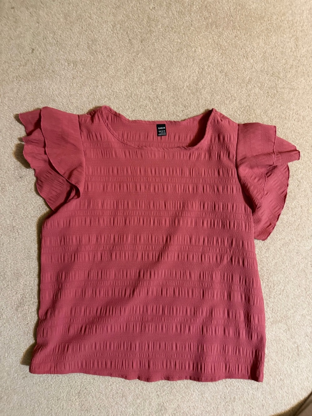 SHEIN Rose Flutter Sleeve Textured Blouse